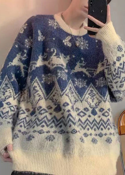 New Red O Neck Cozy Thick Cotton Knit Sweaters Winter