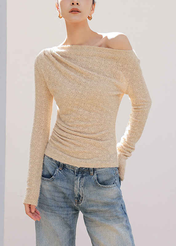 Khaki Asymmetrical Knit Top Spring