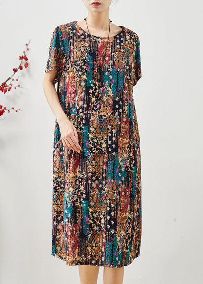 Black Oversized Print Cotton Dress Summer