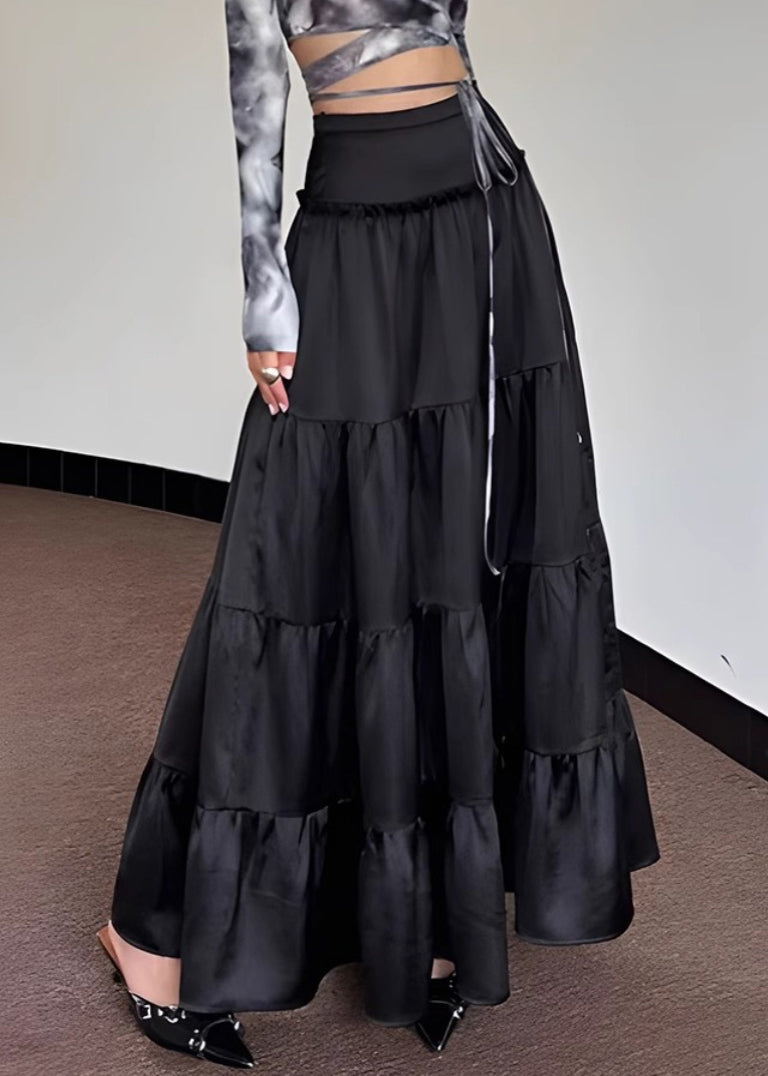 New Black High Waist Maxi Skirts Summer