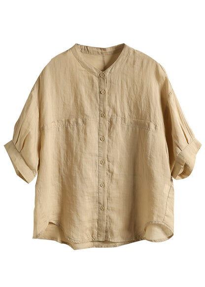 Green Oversized Linen Shirt Top Summer