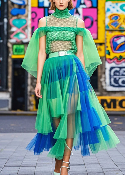Colorblock Exra Large Hem Tulle Beach Skirts Summer