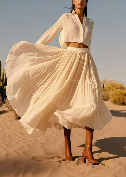 White Exra Large Hem Cotton Holiday Skirts Spring