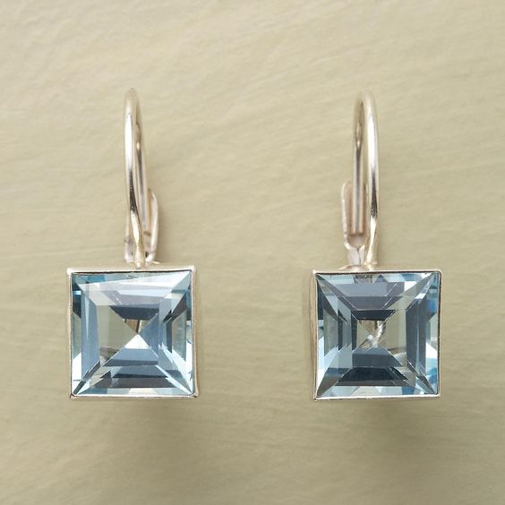 Blue Cubic Glass Earrings
