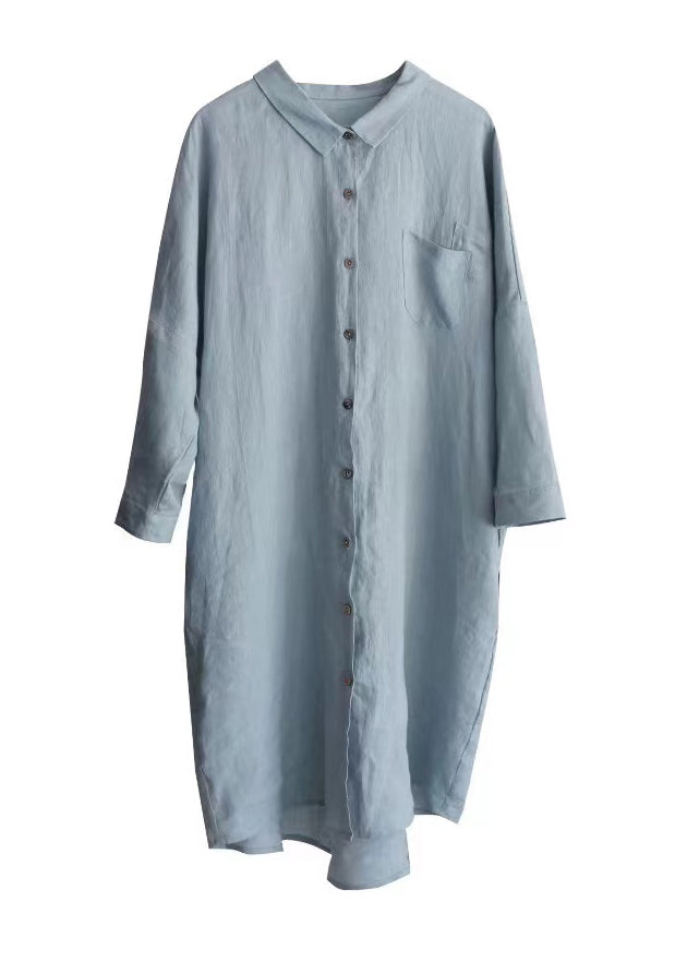 Loose Pink Peter Pan Collar Mid Cotton Shirt Top Spring