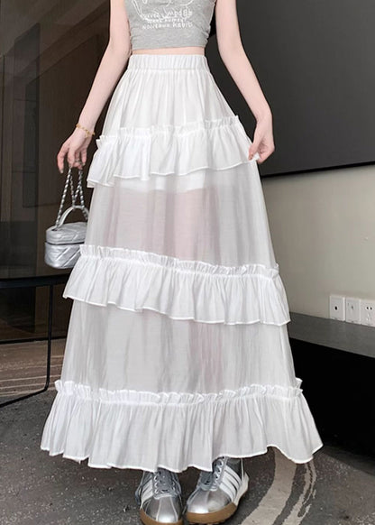 White Side Open Cotton Summer Skirts