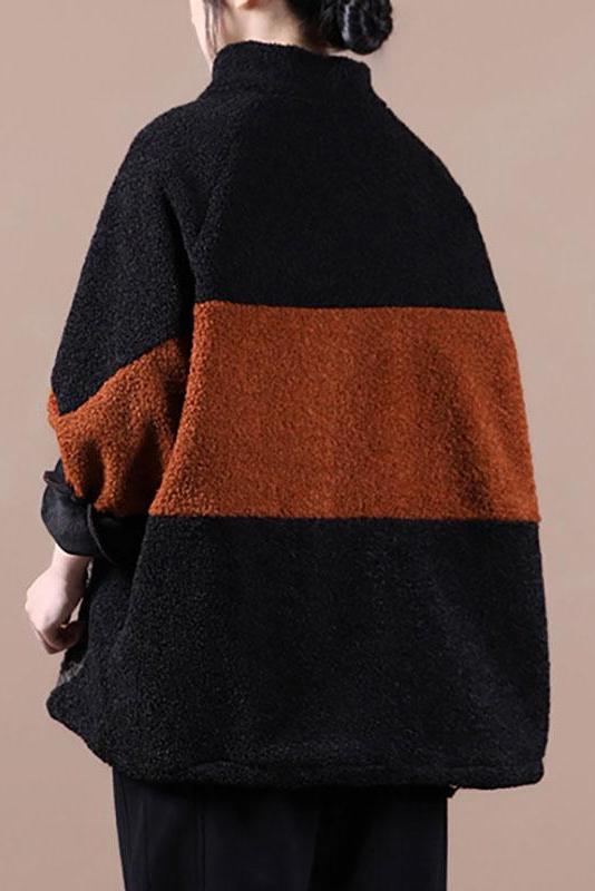 Winter Color Stitching Zipper Sweatshirt