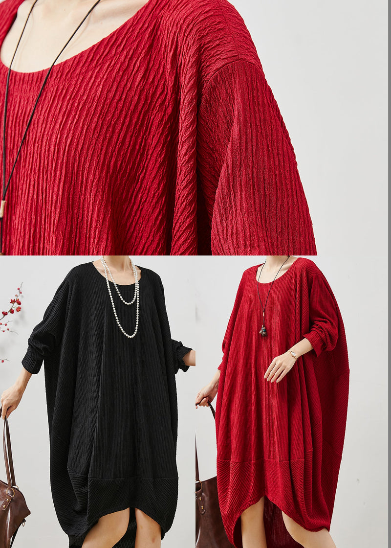 Black Low High Design Patchwork Cotton Dress Fall