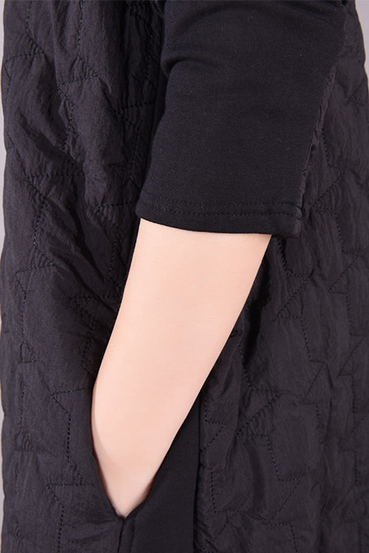 Winter Quilted Dress High Neck Stitching Dress