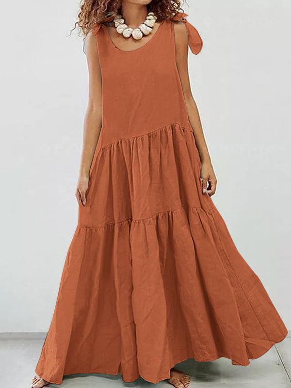 Linen Cotton Large Swing Sleeveless Loose Maxi Dress