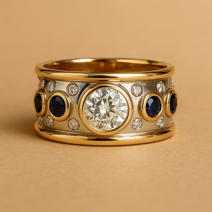 Golden Inlaid Zirconia Ring