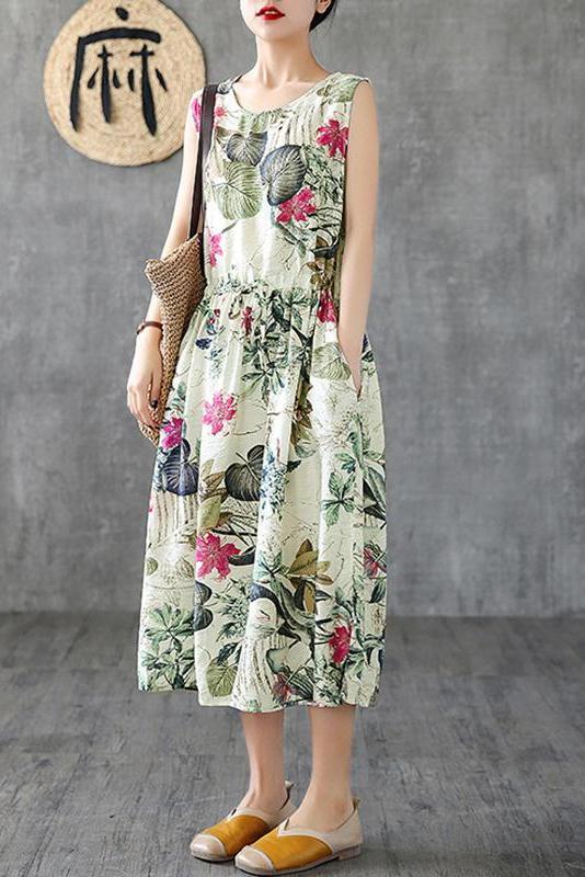 Limited Stock- Summer Printed Cotton Sleeveless Pinafore Dress