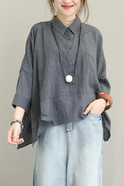 Loose Cotton Shirt Blouse for Autumn
