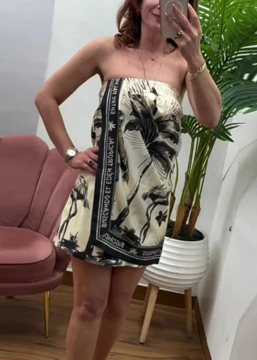 Print Backless Strapless Dress Summer