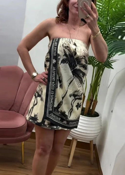 Print Backless Strapless Dress Summer
