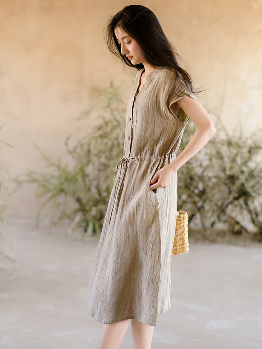 Summer Strap Wrist Linen Dress