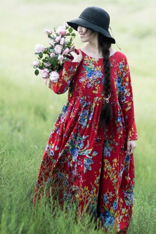 Limited Stock-100% Cotton Retro Draped Print Dress