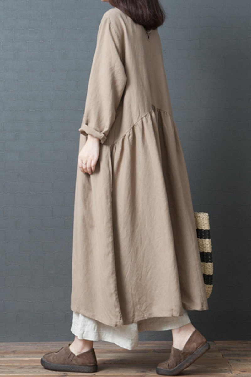 Loose Linen Maxi Dresses Fall Outfits
