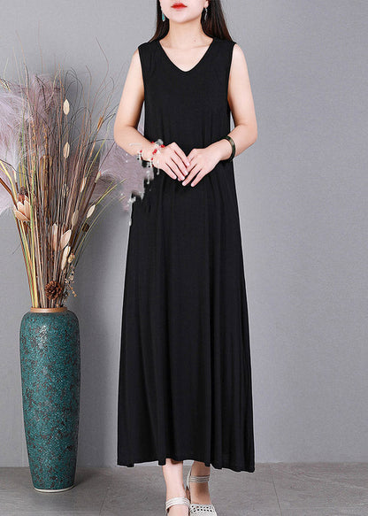Black V Neck Cotton Cardigans and Dress Two Pieces Set Long Sleeve