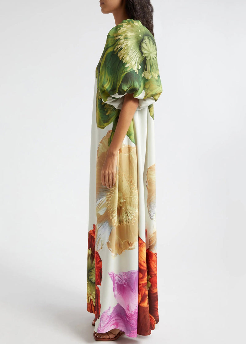 Cold Shoulder Print Cotton Long Dresses Summer
