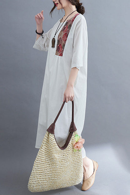 -spring Loose Embroidered Dress