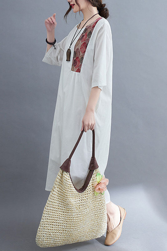 -spring Loose Embroidered Dress