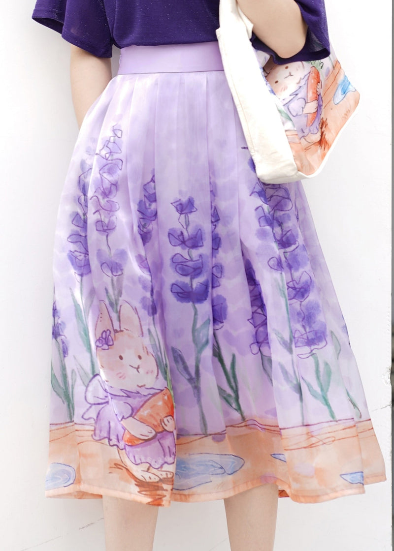 French Purple High Waist Tulle a Line Skirts Summer