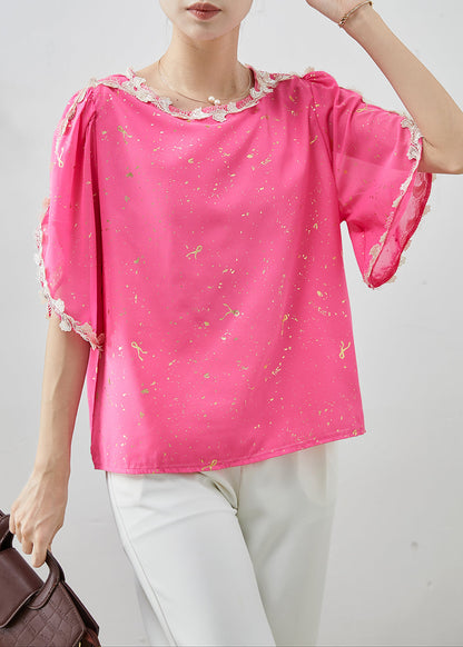 Pink Sequins Patchwork Chiffon Tank Tops Summer