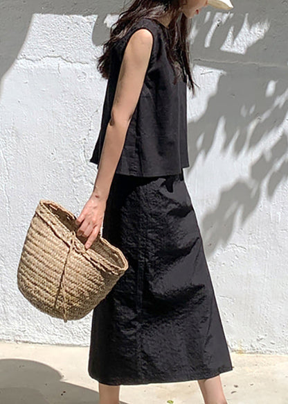 Simple White O Neck Linen T Shirt Tops Sleeveless