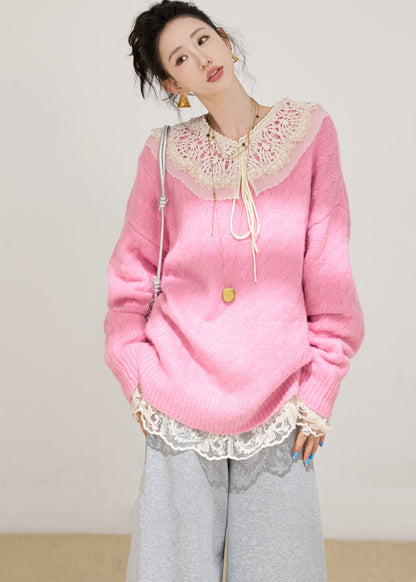 Rose Oversized Thick Knit Pullover Winter