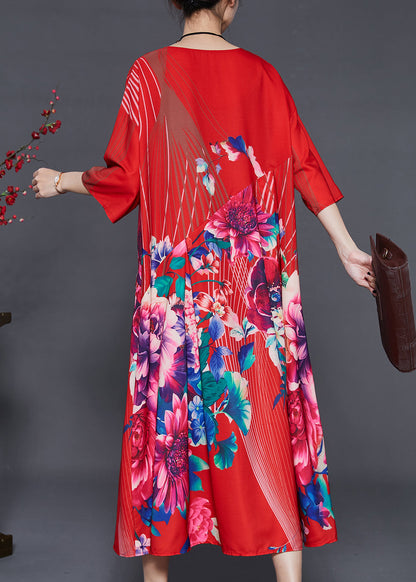 Italian Red Oversized Silk Dresses Summer