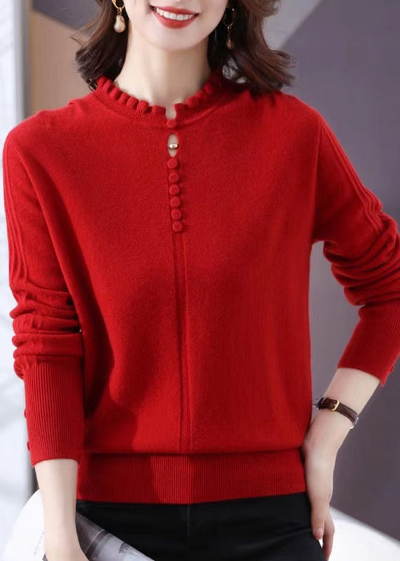 Original Purple O-neck Knit Sweater Winter