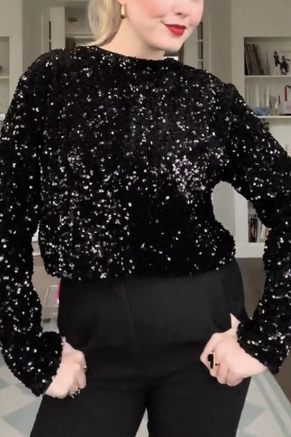 Two Ways to Celebrate Tie-front Bow Sequined Jacket