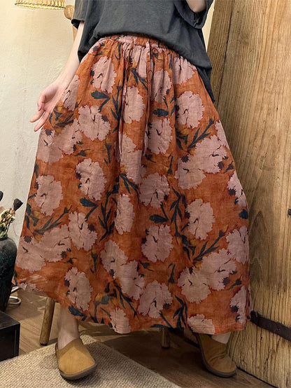 Summer Artsy Dual-layer Ramie Skirt