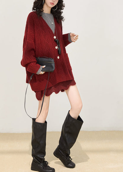 Mulberry Oversized Pockets Knit Cardigan Winter