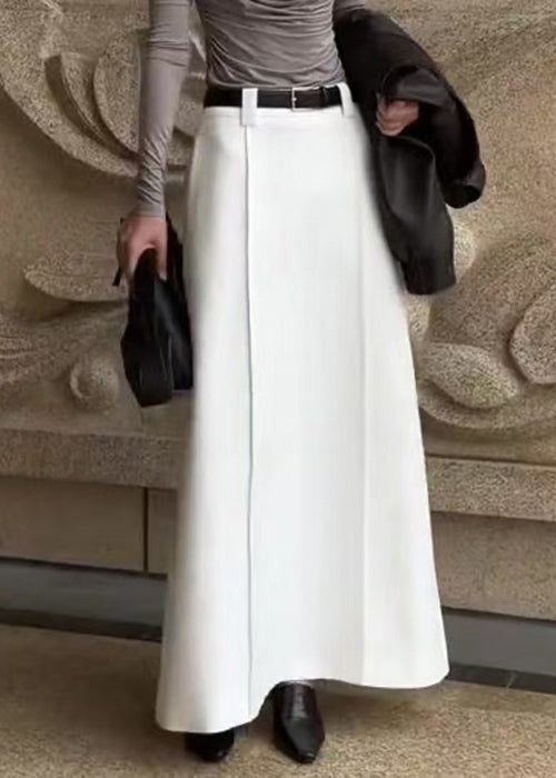 Simple White High Waist Spandex Skirts Spring