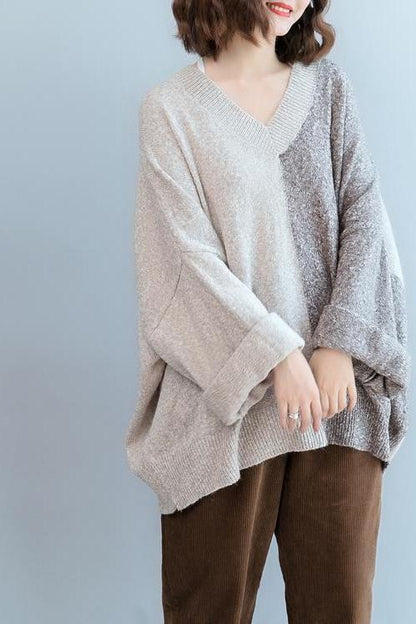 Loose V Neck Matching Color Sweater