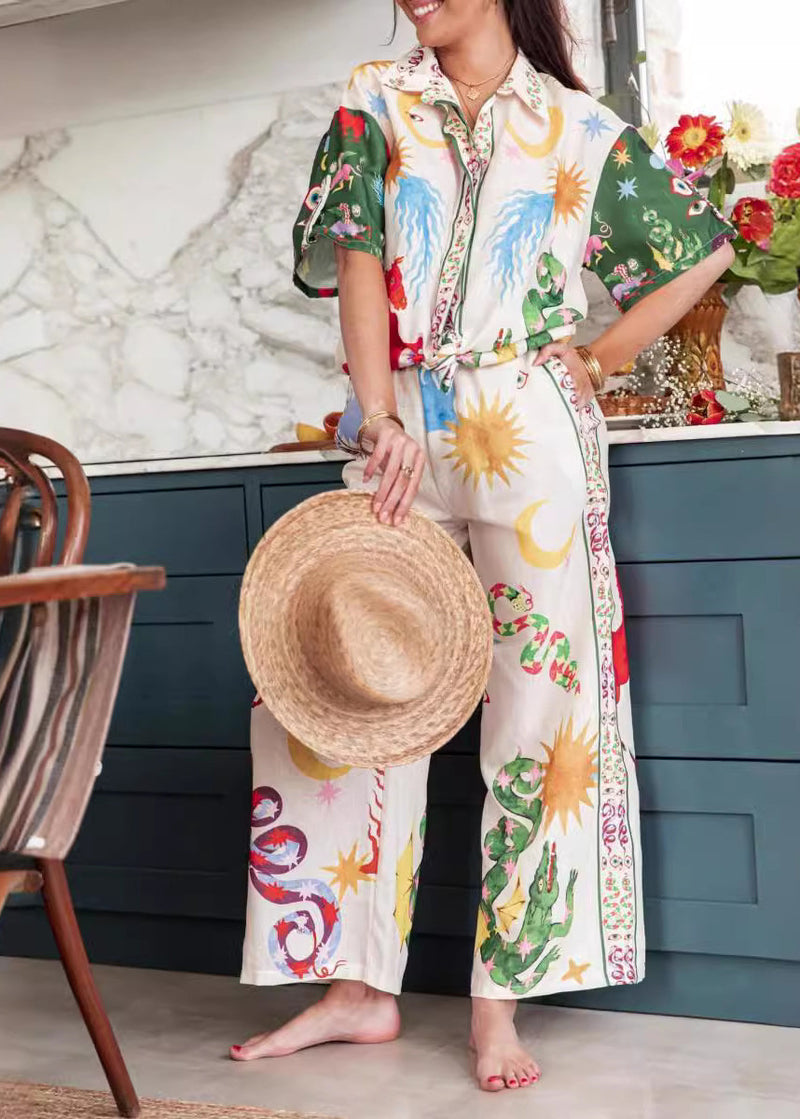 Print Tops and Pants Sets 2 Pieces Summer