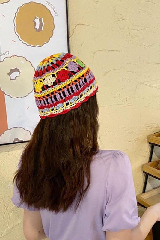 Multicolor Knitted Hollow Out Hat