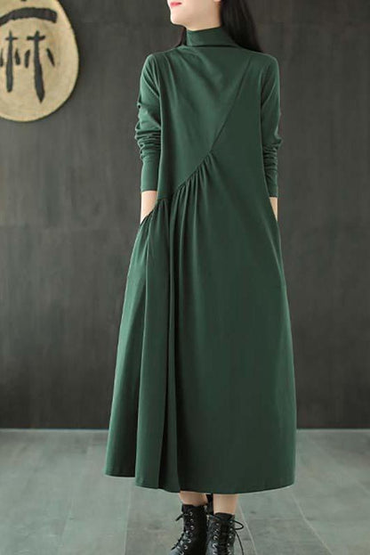 Limited Stock- Draped High Neckline Dress