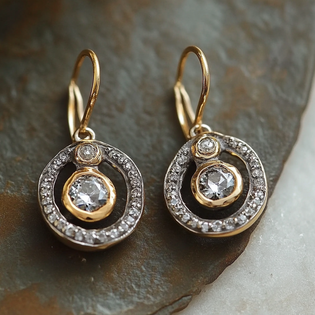 Zirconia & Gold Earrings