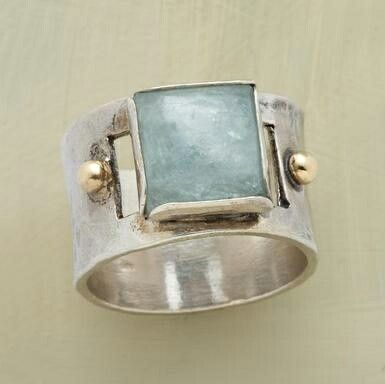 Green Square Moonstone Ring