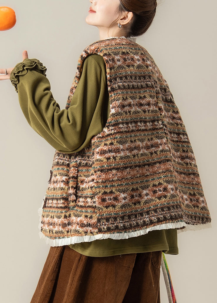 Green Pockets Faux Fur Waistcoat Winter