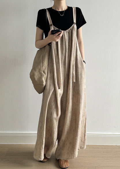 Linen Button Pockets Linen Jumpsuit Sleeveless