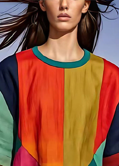 Diy Colorblock Oversized Patchwork Cotton Top Summer