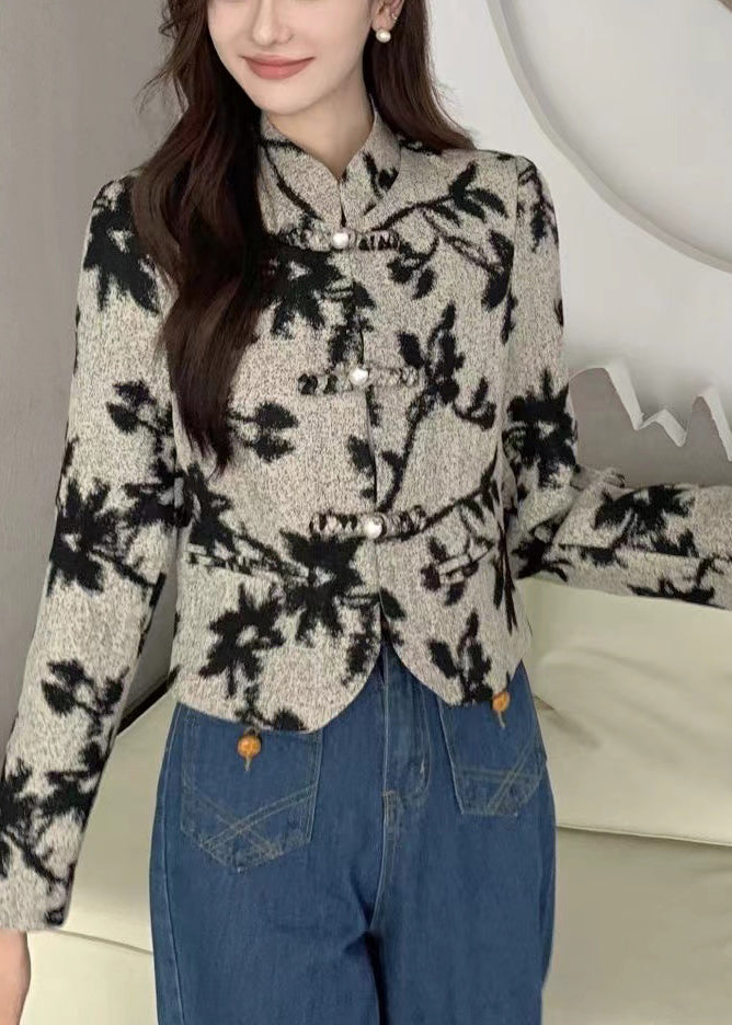 Stand Collar Chinese Button Cotton Short Coat Spring