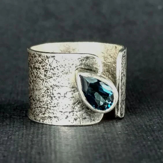 Silver & Crystal Drop Ring