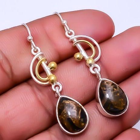 Dark Stone Silver Earrings