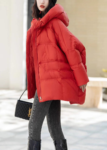 Red Oversized Duck Down Puffer Jacket Winter