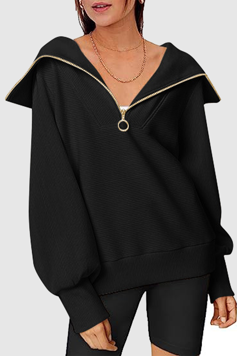 Street Color Zipper Turndown Collar Hoodies(6 Colors)